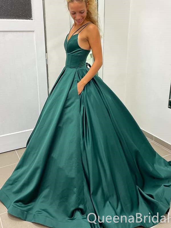 Elegant Sexy Spaghetti Straps A-line Evening Gown Maxi Long Formal Dresses Prom Dresses Ball Gown ,WGP857