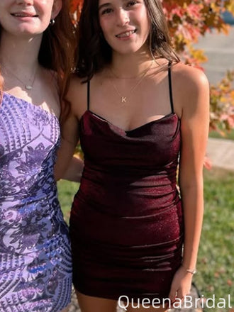 Sexy Spaghetti Strap Sheath Short Mini Homecoming Dress,QB0994