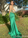 Sexy Green Spaghetti Straps Lace Up Back Deep V-neck Evening Gown Maxi Long Formal Dresses Prom Dresses,WGP934