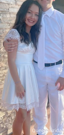 Elegant Short Sleeves A-line Short Mini Homecoming Dress,QB0981