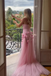 Stunning Pink Strapless 3D Floral Side Slit Mermaid Birthday Party Dress Long Prom Dresses to Impress ,WGP1537