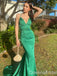 Sexy Green Spaghetti Straps Lace Up Back Deep V-neck Evening Gown Maxi Long Formal Dresses Prom Dresses,WGP934