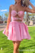 Stylish Pink Spaghetti Straps Sweetheart A-line Graduation Party Short Homecoming Dresses Formal Evening Party Dresses, QB0823