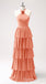 Orange Layer A-line Halter Evening Gown Maxi Long Evening Party Prom Dresses ,WGP1210