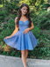 Elegant Blue Sweetheart Unique Strapless A-line Short Homecoming Dresses With Ruffles, QB0537