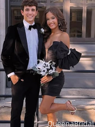 Formal One-shoulder V-neck Sheath Short Mini Homecoming Dress,QB1106