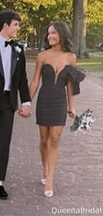 Formal One-shoulder V-neck Sheath Short Mini Homecoming Dress,QB1106