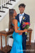 Elegant Blue V Neck Mermaid Long Prom Dresses  ,WGP1591