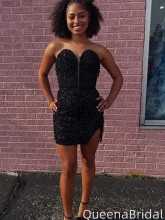 Sexy Strapless Sweetheart Sheath Short Mini Homecoming Dress,QB1109