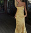 Sexy Yellow Sheath Spaghetti Straps Backless Party Prom Dresses,Evening Dresses,WGP362