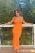 Gorgeous Orange V Neck Mermaid Long Prom Dresses  ,WGP1595