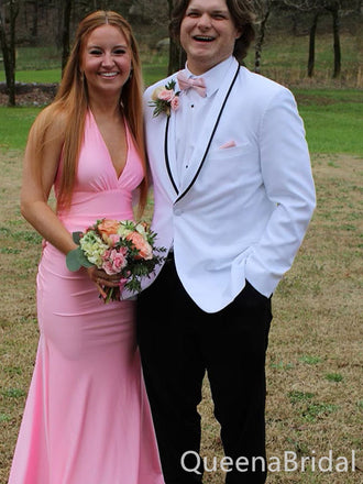 Gorgeous Pink V Neck Mermaid Long Prom Dresses  ,WGP1596