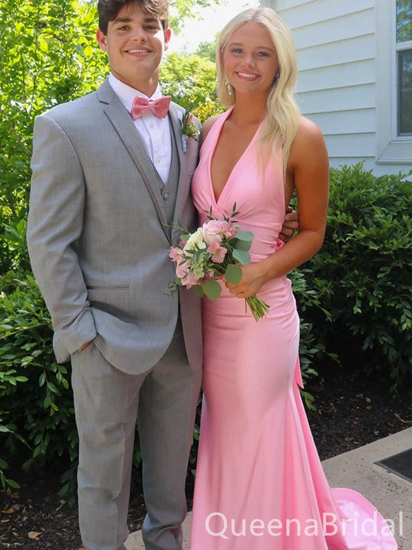 Gorgeous Pink/Yellow V Neck Mermaid Long Prom Dresses  ,WGP1597