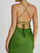 Sexy Green V Neck Spaghetti Straps Mermaid Sleeveless Evening Prom Dresses,WGP520