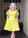 Elegant Yellow Spaghetti Straps Simple Cheap A-Line Short Homecoming Dresses, QB0506