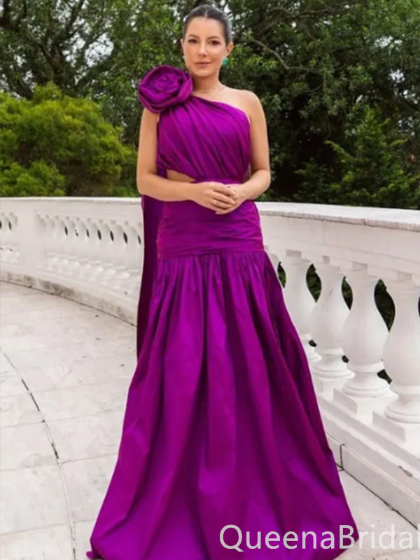 Grape One Shoulder A-line Evening Gown Maxi Long Evening Party Prom Dresses ,WGP1161