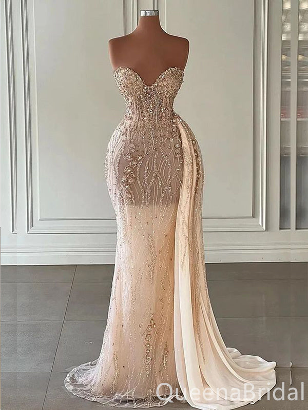 Stylish Pear Pink Strapless Sweetheart Mermaid Evening Gown Long Eveni QueenaBridal Stylish Pear Pink Strapless Sweetheart Mermaid Evening Gown Long Eveni QueenaBridal
