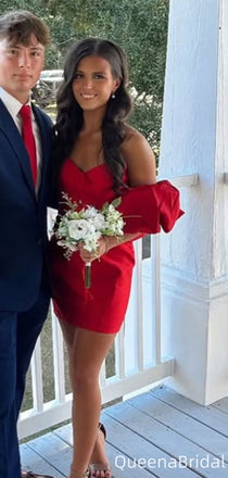 Elegant Strapless Sweetheart Sheath Short Mini Homecoming Dress,QB0982