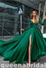 Gorgeous Emerald Green Plunging A-line Evening Gown Maxi Long Evening Party Prom Dresses with Side Slit,WGP1060