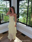 Elegant Yellow Chiffon Ruffled Tiered Evening Dress, WGP2285