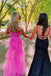 Elegant Pink Spaghetti Strap A-Line  Ruffles Long Prom Dresses,WGP440