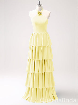 Daffodil Layer A-line Halter Evening Gown Maxi Long Evening Party Prom Dresses ,WGP1211