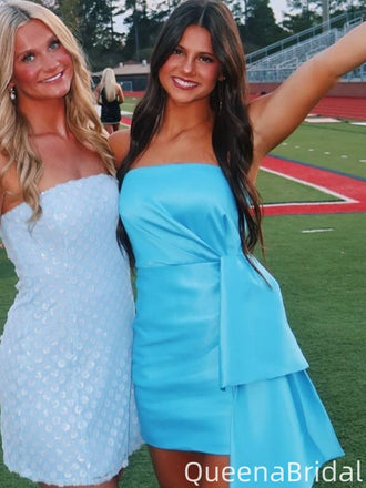 Elegant Strapless Sheath Short Mini Homecoming Dress,QB0996