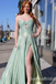 Sexy Strapless Mint Green A-line Sweetheart Side Slit Long Party Dress Long Prom Dresses to Impress ,WGP1429