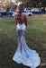 Sparkle Silver V Neck Cross Back Mermaid Long Prom Dresses to Impress ,WGP1340