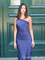 Gorgeous Navy Blue One Shoulder Mermaid Long Party Dress Prom Dresses ,WGP1885