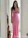 Elegant Light Pink Spaghetti Straps Sheath Long Party Dress Prom Dresses ,WGP1884