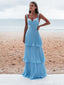 Elegant Blue Sweetheart A-line Tiered Long Prom Dresses ,WGP1603