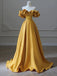 Sexy Yellow Strapless A-line Party Dress Long Prom Dresses to Impress ,WGP1397