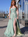 Sexy Strapless Mint Green A-line Sweetheart Side Slit Long Party Dress Long Prom Dresses to Impress ,WGP1429