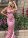 Elegant Spaghetti Straps Pink Mermaid Evening Gown Maxi Long Formal Dresses Prom Dresses ,WGP860