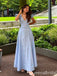 Elegant V Neck A-line Bubble Sleeves Party Dress Long Prom Dresses to Impress ,WGP1632