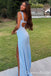 Blue Sweetheart Sheath Evening Gown Maxi Long Formal Dresses Prom Dresses with Side Slit,WGP976