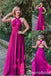 Hot Pink Halter Criss Cross A-line Evening Gown Maxi Long Evening Party Prom Dresses ,WGP1164