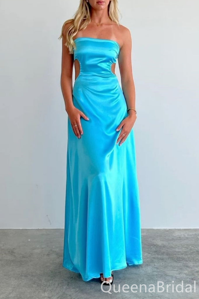 Sexy Blue Strapless A-line Long Prom Dresses ,WGP1607