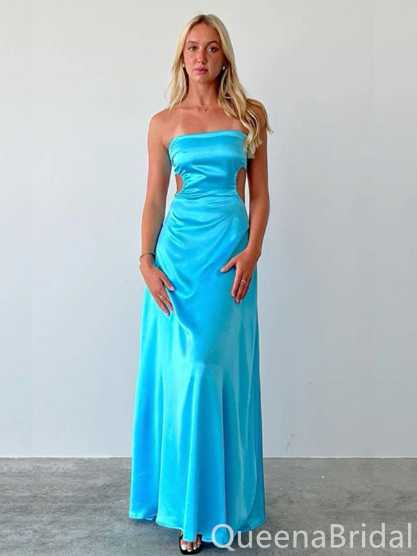 Sexy Blue Strapless A-line Long Prom Dresses ,WGP1607