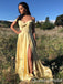 Light Yellow Off-the-shoulder Sweetheart  Evening Gown Maxi Long Evening Party Prom Dresses with Side Slit,WGP1137