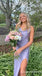 Spaghetti Straps Lilac Sheath Evening Gown Maxi Long Evening Party Prom Dresses with Side Slit,WGP1214