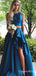 Elegant Two Pieces Scoop A-line Side High Low Evening Gown Maxi Long Formal Dresses Prom Dresses with Ruffles,WGP938