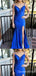 Sexy Elegant Side Slit Spaghetti Straps Evening Gown Long Prom Dresses ,WGP654