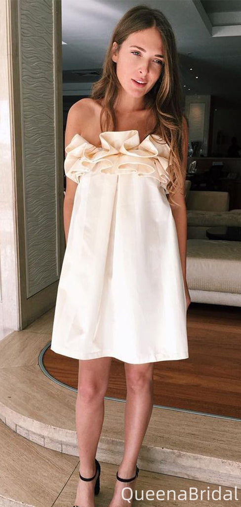Casual Strapless A-line Short Mini Homecoming Dress,QB1114
