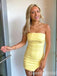 Elegant Simple Yellow Strapless Short Tight Graduation Party Homecoming Dresses,QB0667