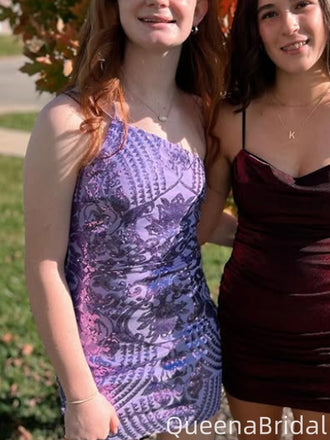 Elegant One-shoulder Unique Sheath Short Mini Homecoming Dress,QB0999