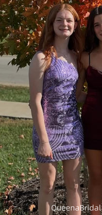 Elegant One-shoulder Unique Sheath Short Mini Homecoming Dress,QB0999