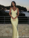 Elegant Yellow V Neck Sheath Long Prom Dresses ,WGP1609