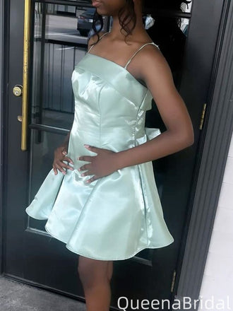 Elegant Spaghetii Strap A-line Short Mini Homecoming Dress,QB1117